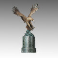 Animal Bronze Sculpture Eagle Carving Deco Brass Statue Tpal-263